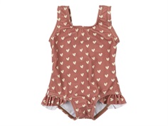 Petit Piao swimsuit withered rose with off-white hearts  